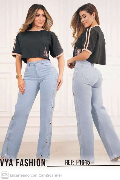 Jean  Mujer Tiro Alto Corte Recto