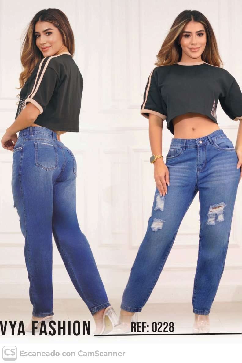 Jean  Mujer Tiro Alto Corte Recto